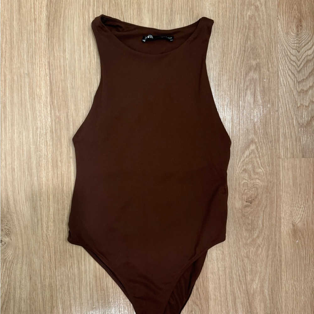 Zara Brown Fitted Bodysuit size Medium